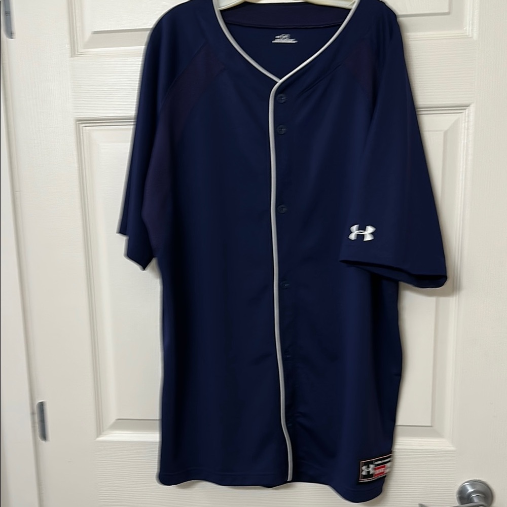 Under Armour JERSEY AUTHENTIC Men’s Navy Baseball UMPIRE COACH CASUAL EUC SZ XXL